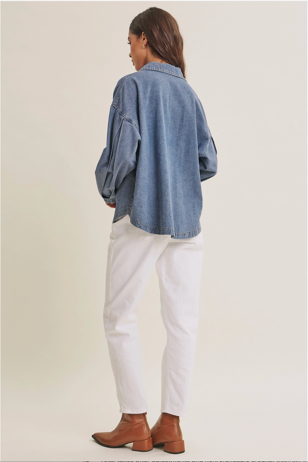 Meg Mineral-Washed Cotton Denim Oversized Pocket Top