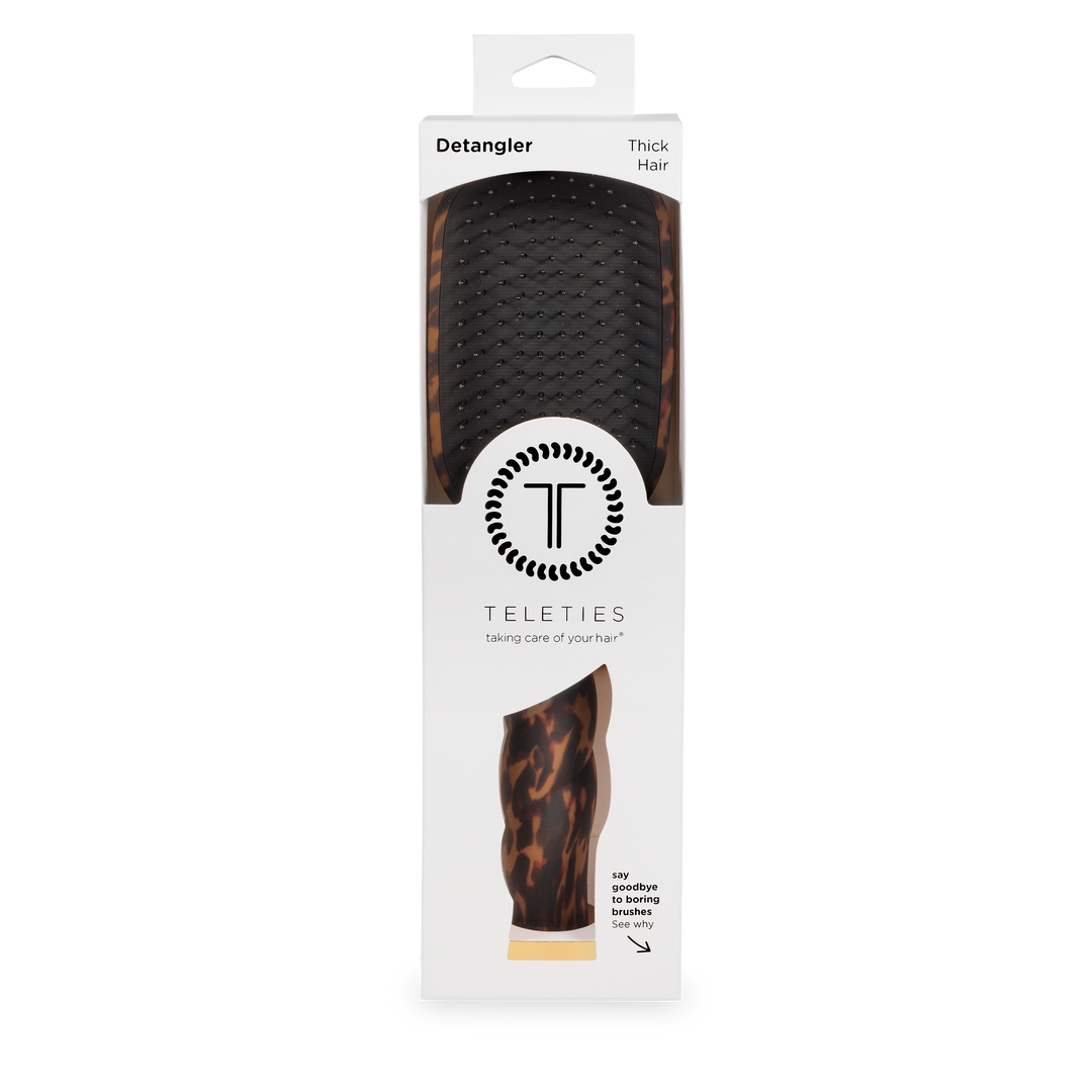 TELETIES Detangler Hair Brush for Thick Hair – Tortoise | Gentle, Pain-Free Styling