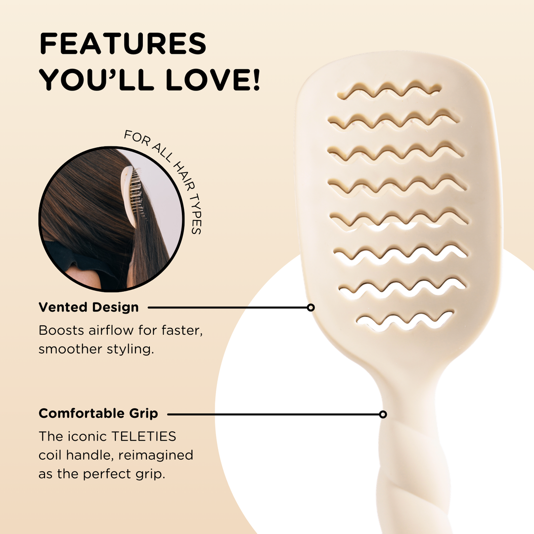 Teleties Vented Hair Brush | Blowout Brush for Faster, Smoother Styling