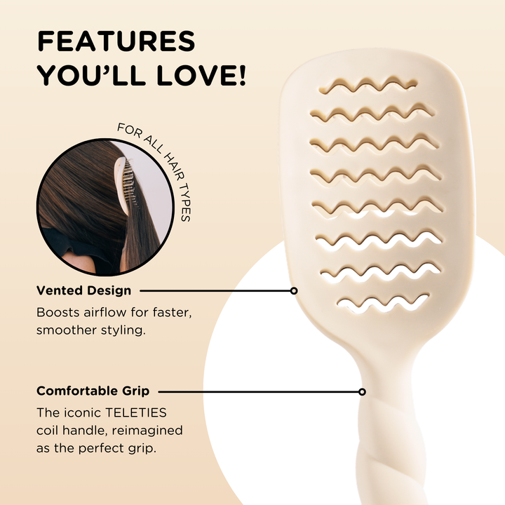 Teleties Vented Hair Brush | Blowout Brush for Faster, Smoother Styling
