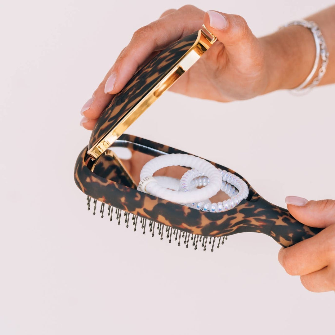 TELETIES Detangler Hair Brush for Thick Hair – Tortoise | Gentle, Pain-Free Styling
