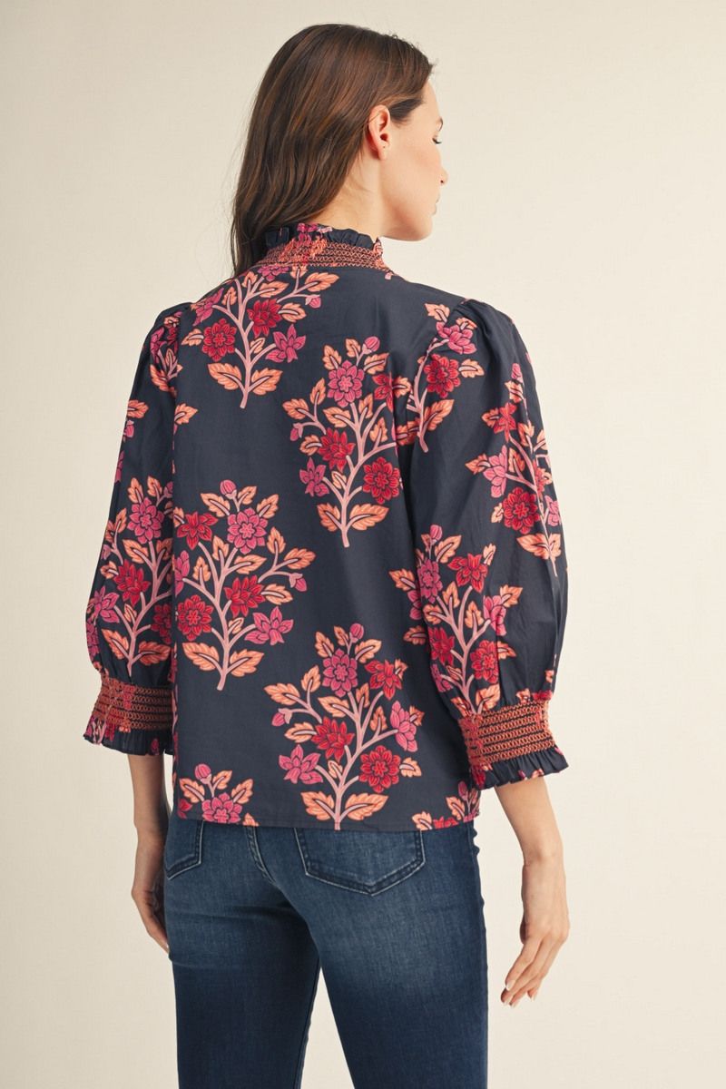 Monica Floral 3/4 Puff Sleeve Top