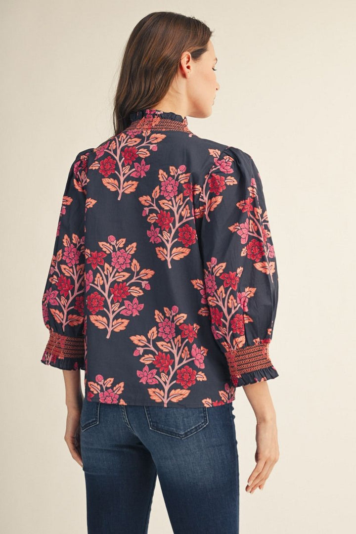 Monica Floral 3/4 Puff Sleeve Top