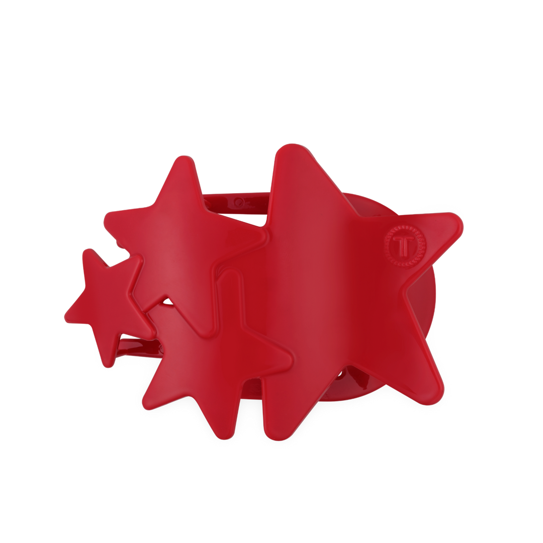 TELETIES Shooting Star Flat Hair Clip – Red & Blue | Lay Flat Design