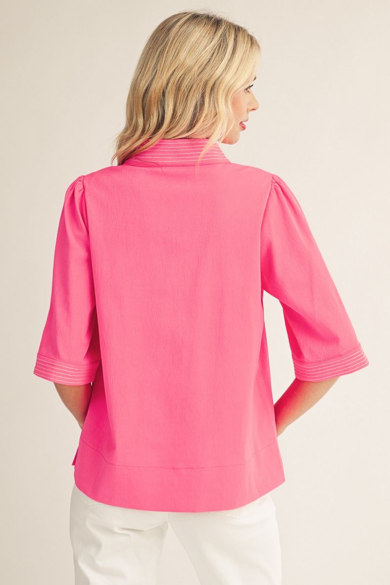 Charla Half Sleeve V-Neck Top