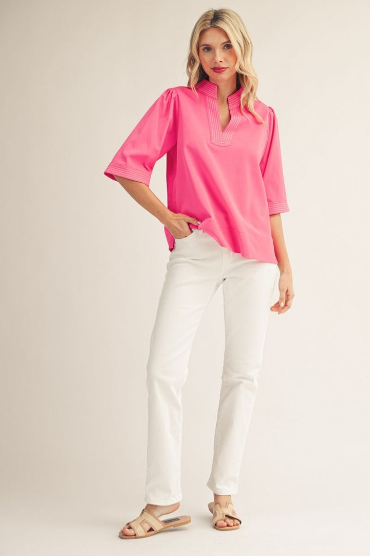 Charla Half Sleeve V-Neck Top