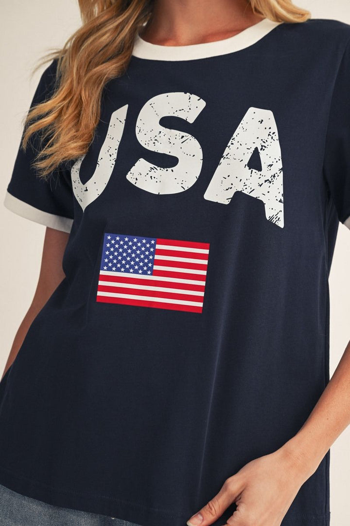 Betsy USA Women's American Flag Graphic T-Shirt | Patriotic Cotton Tee
