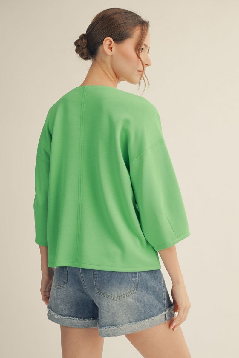 Drop Shoulder V-Neck Luxe Knit Top