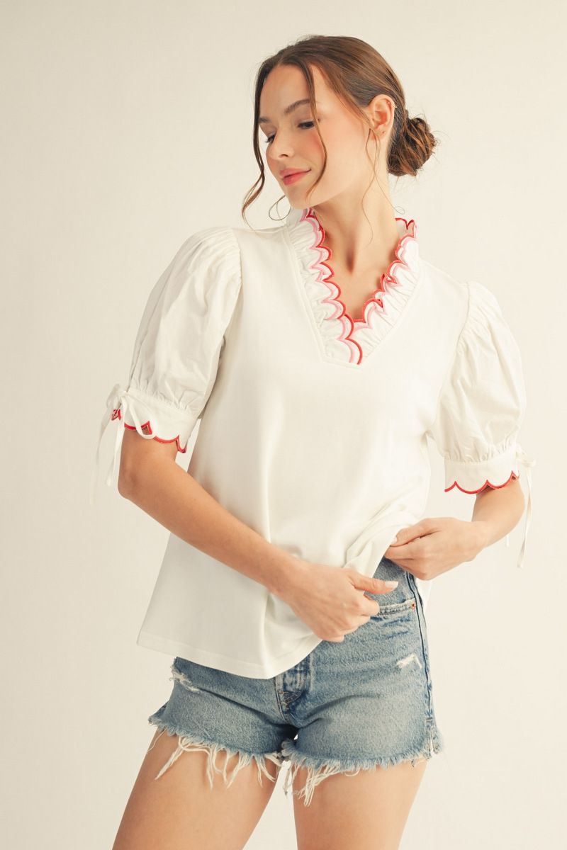 Cara Short Sleeve V Neck Top