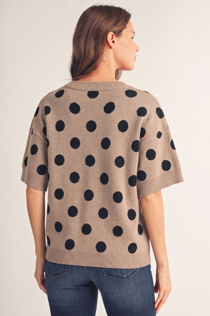Deana Short Sleeve Polka Dot Sweater