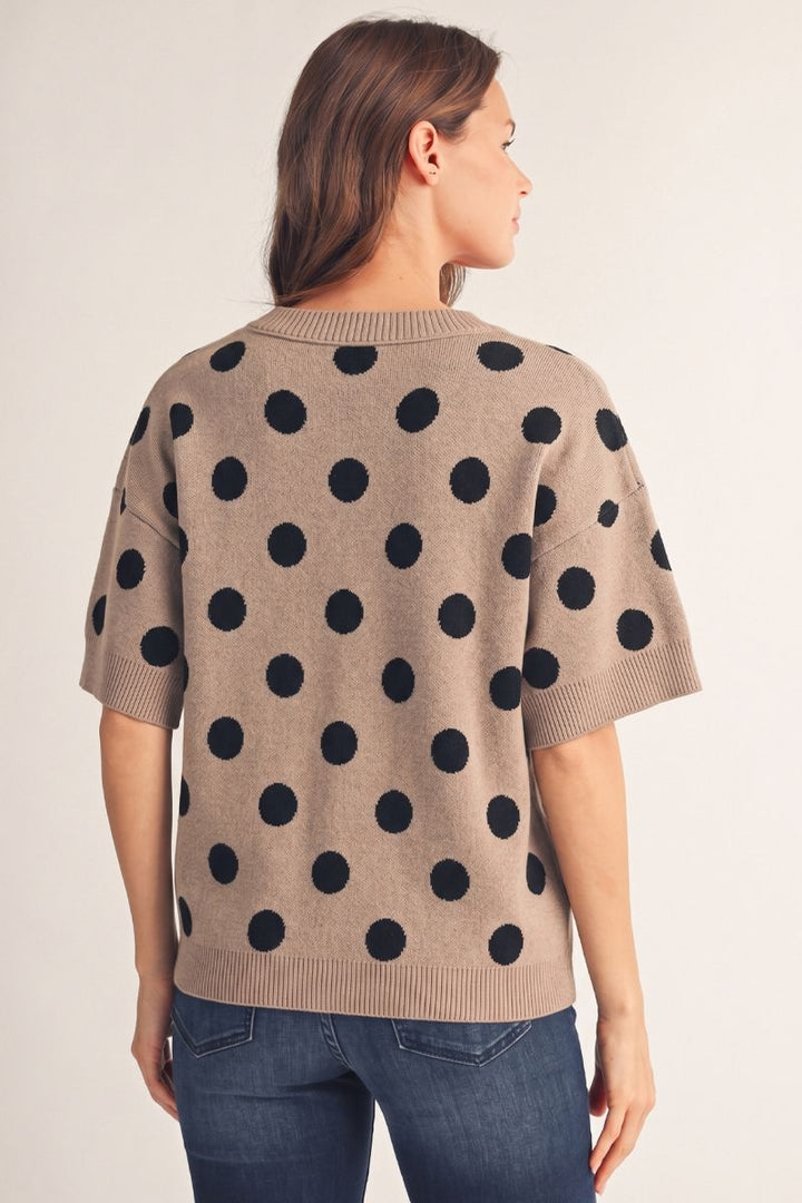 Deana Short Sleeve Polka Dot Sweater