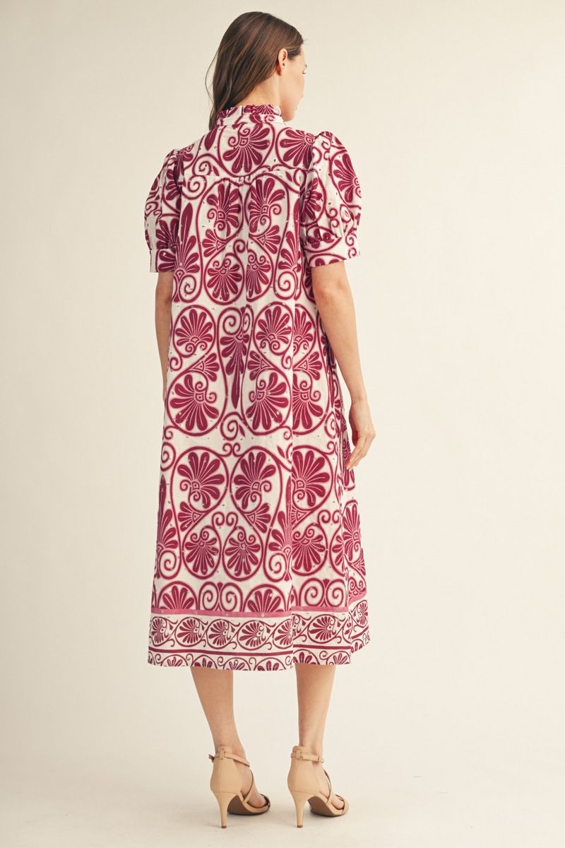 Mae Short Puff Sleeve Midi Dress