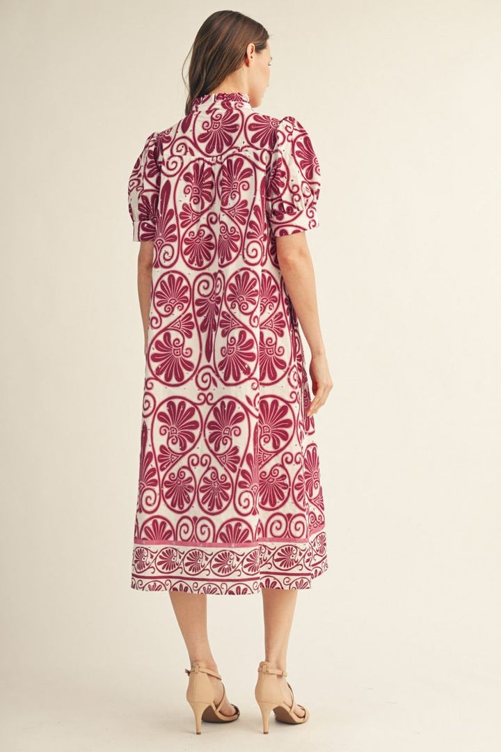 Mae Short Puff Sleeve Midi Dress