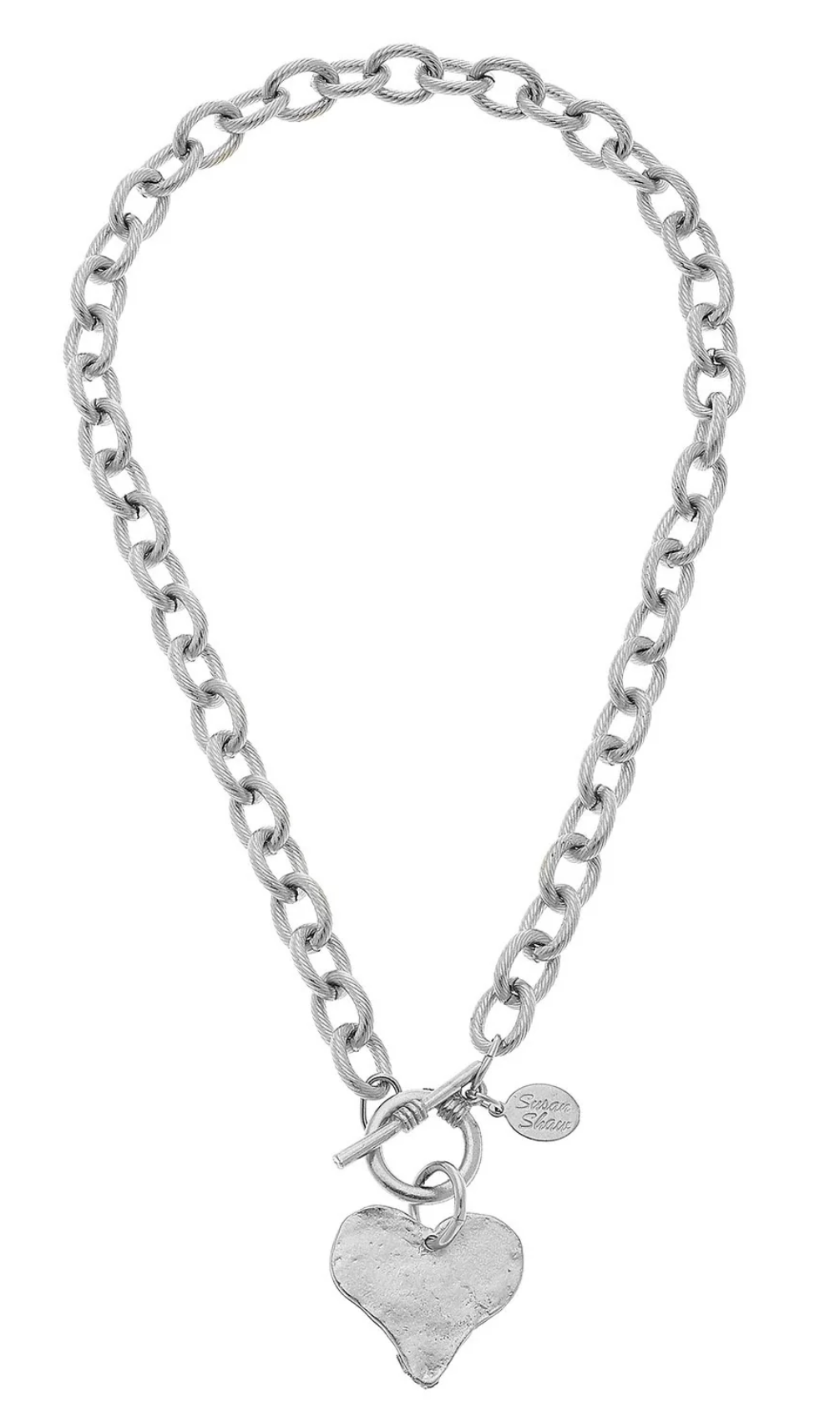 Susan Shaw Silver Heart Toggle Necklace