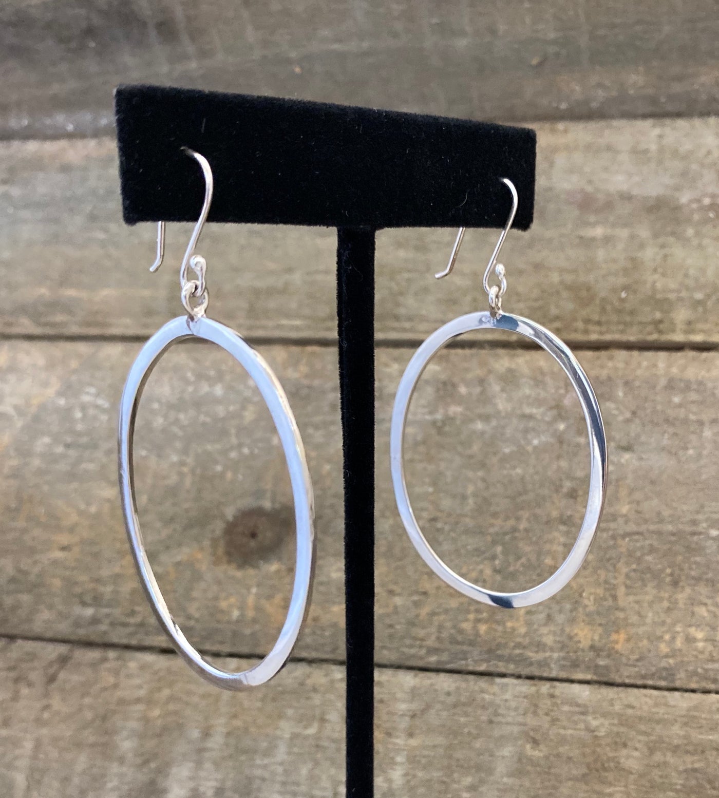 Beth Polished Sterling Silver Oval Hoops