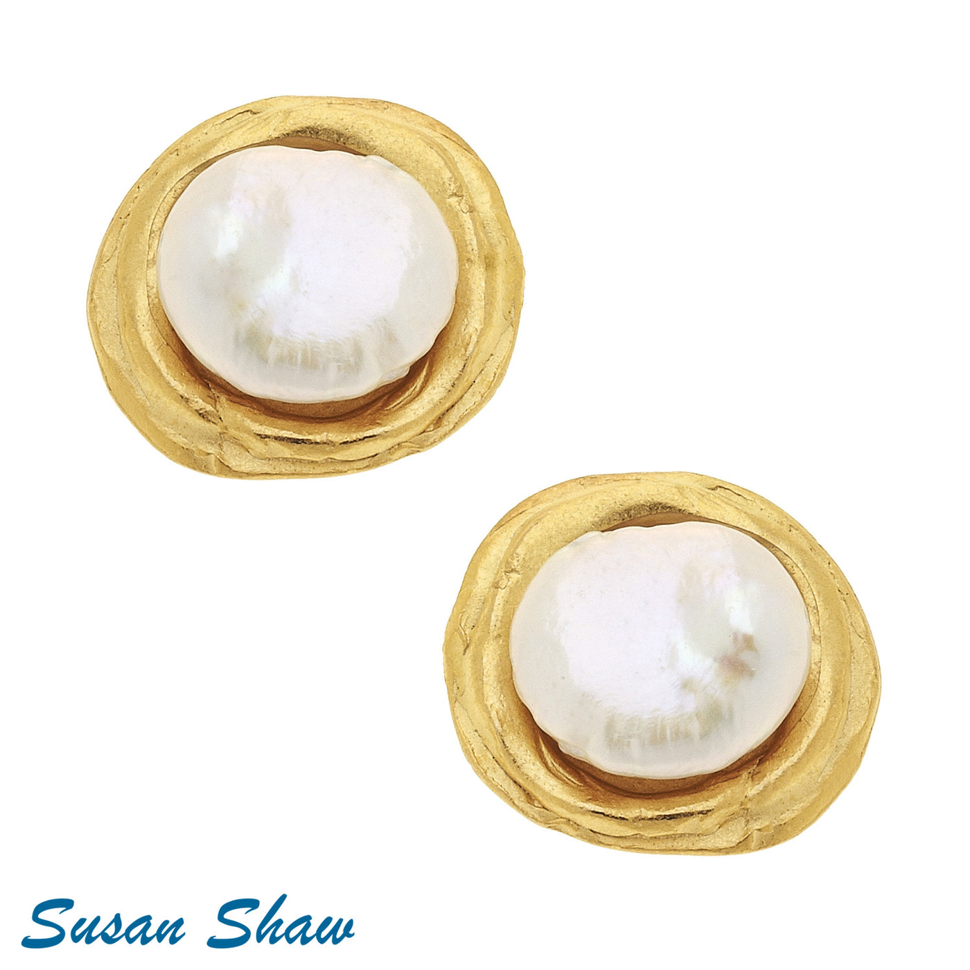 Susan Shaw Coin Pearl Earrings