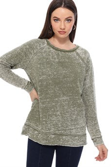 Raw Edge Burn Out Long Sleeve Top