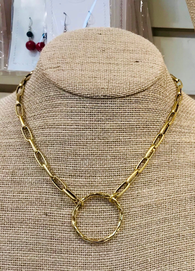 Gold Link Circle Necklace