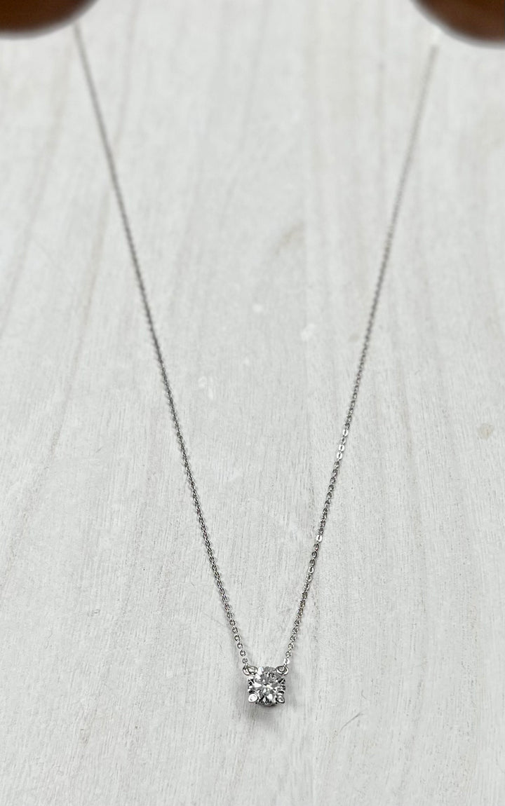 Brandi CZ Solitare Sterling Silver Necklace