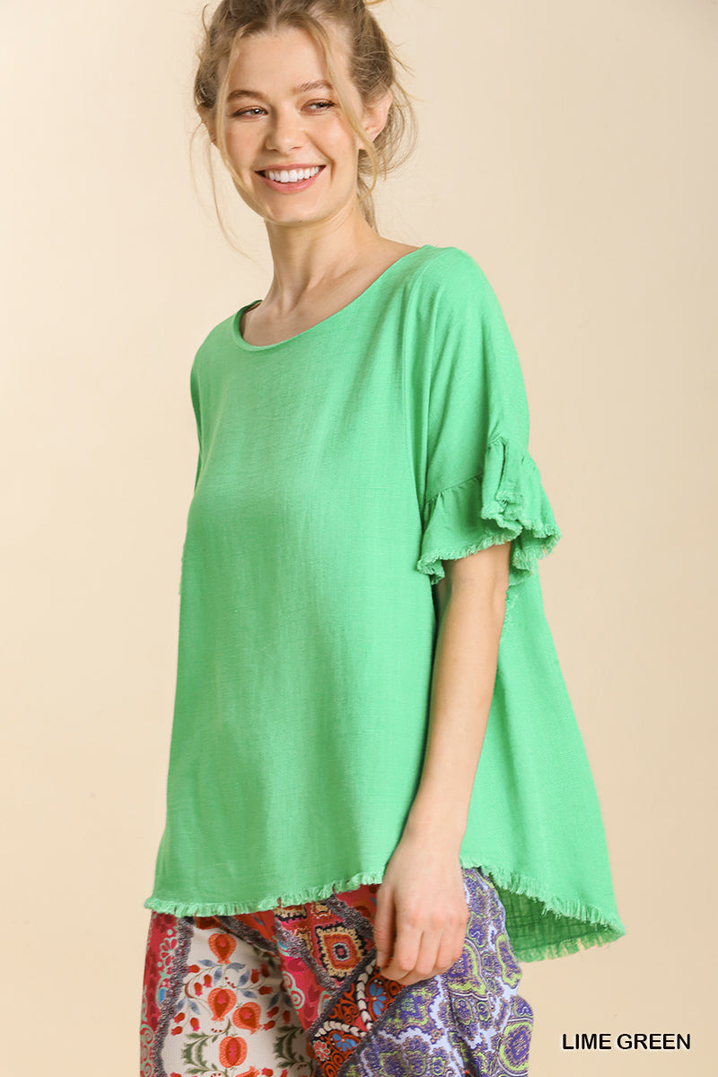 Niki Ruffle Short Sleeve Top