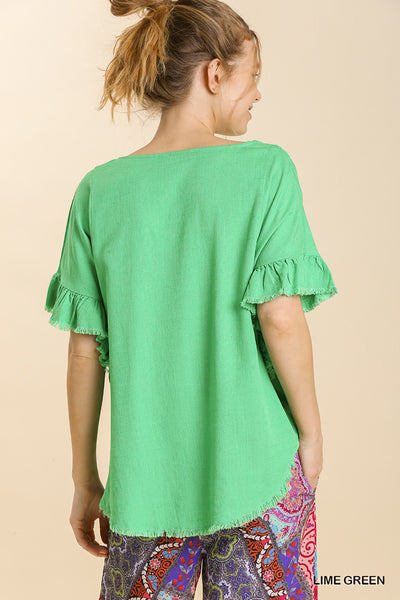 Niki Ruffle Short Sleeve Top