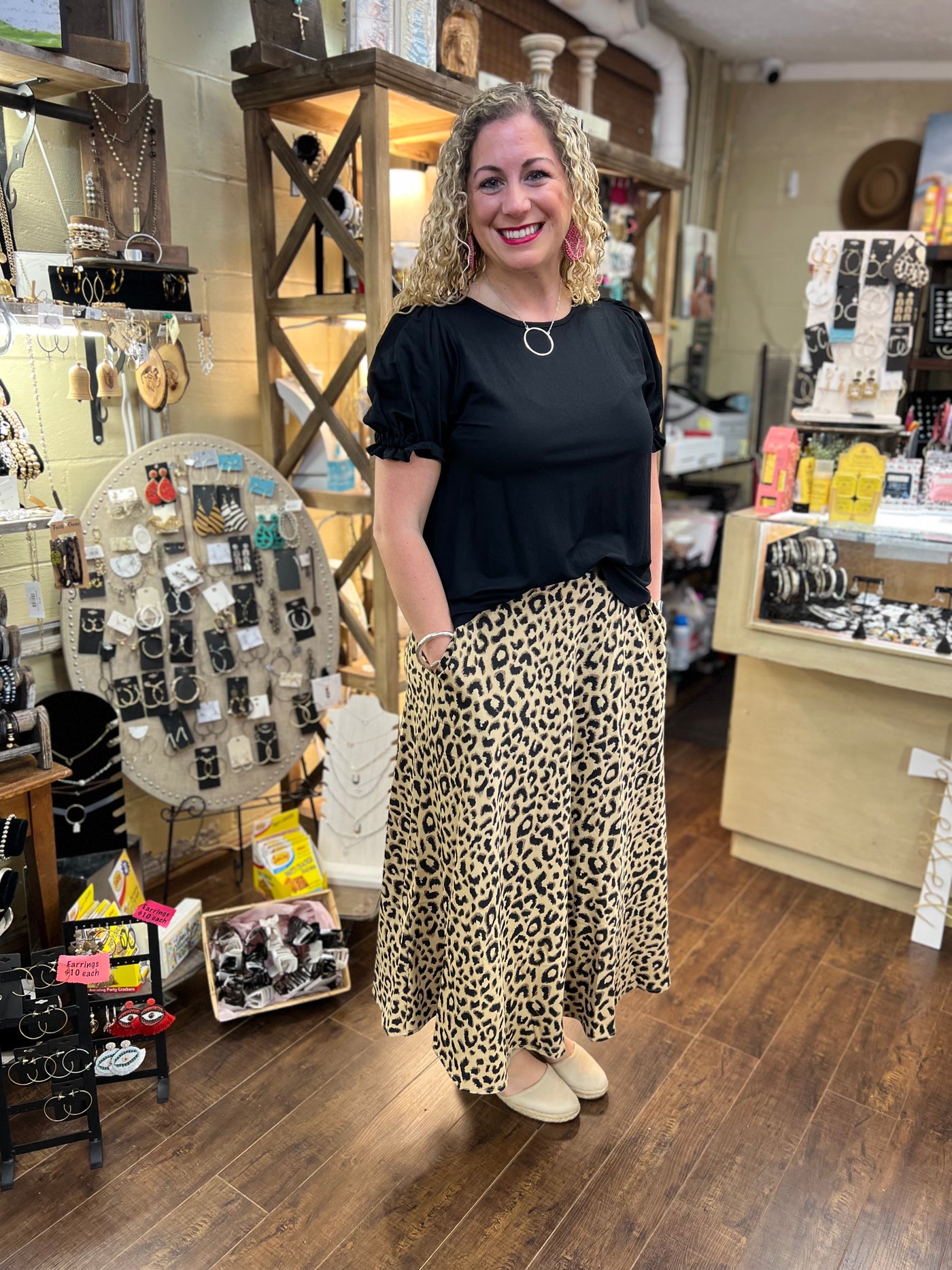 Farah Leopard Print Maxi Skirt