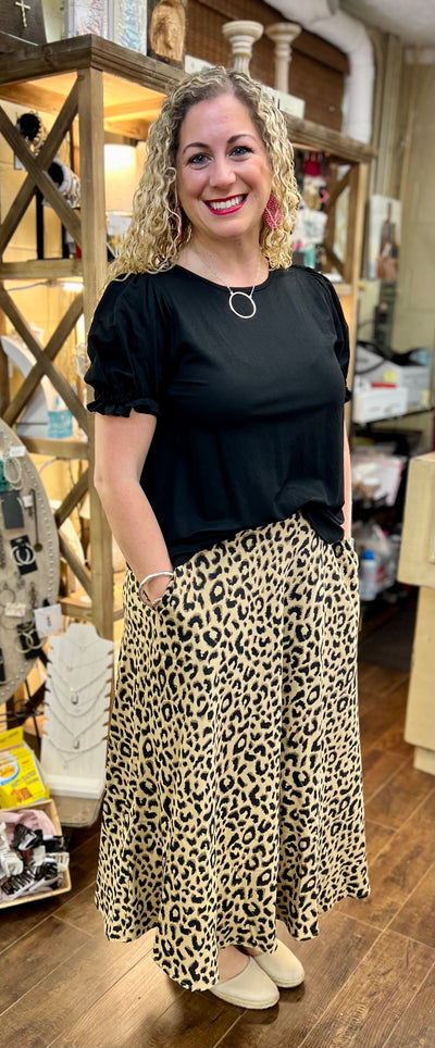 Farah Leopard Print Maxi Skirt