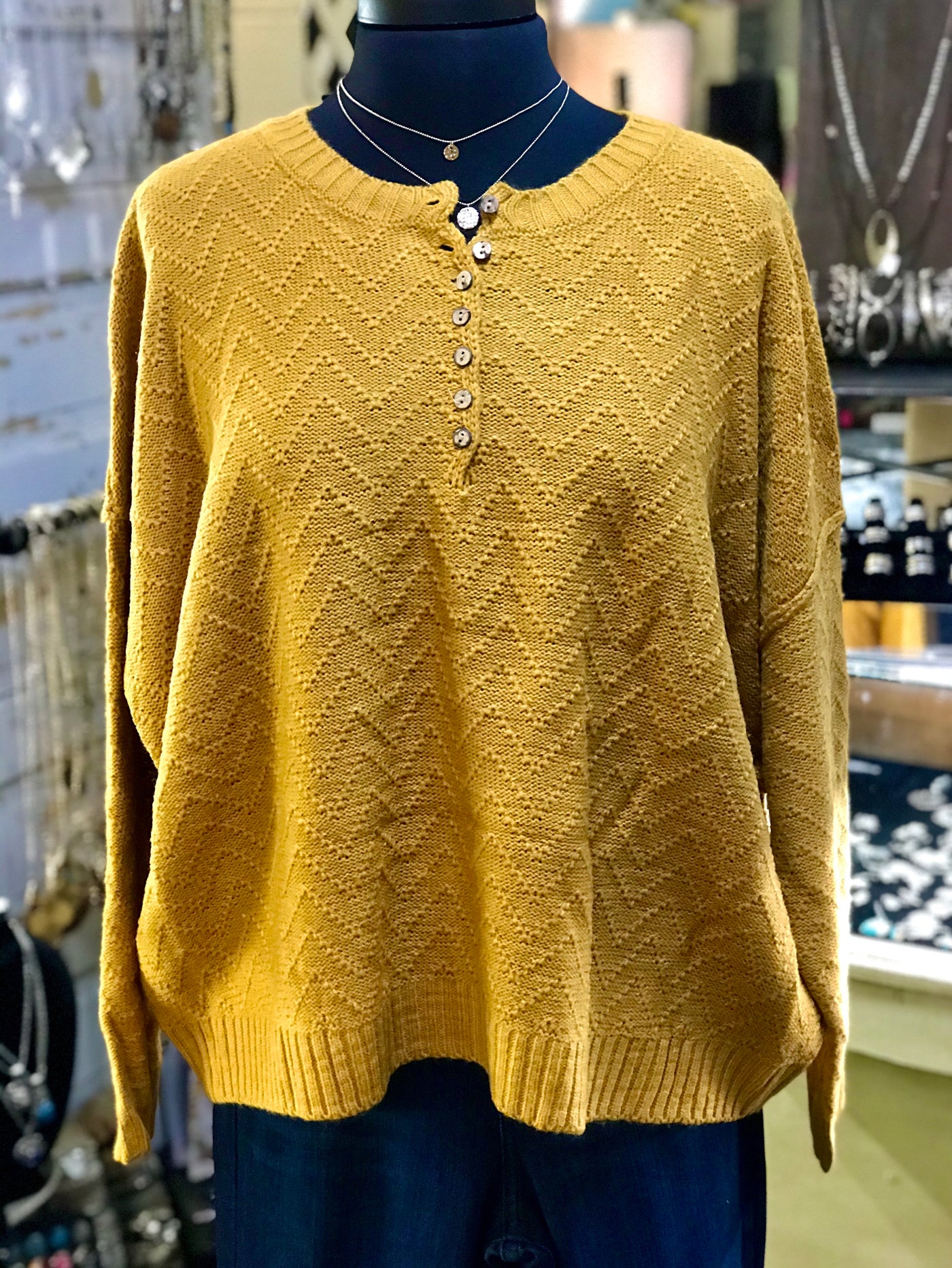 Mustard Chevron Detail Sweater