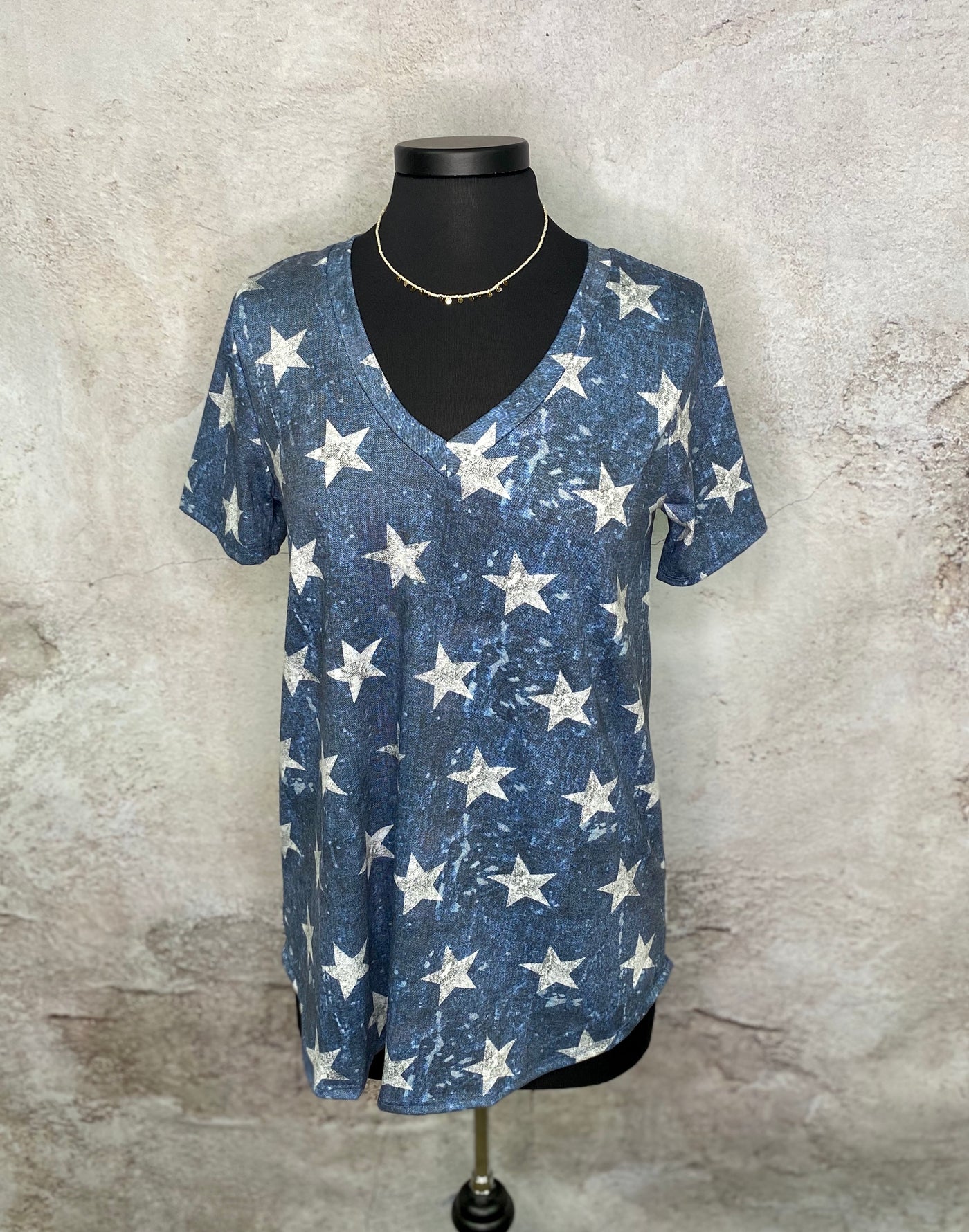 Patriotic Star Vintage V Neck Top