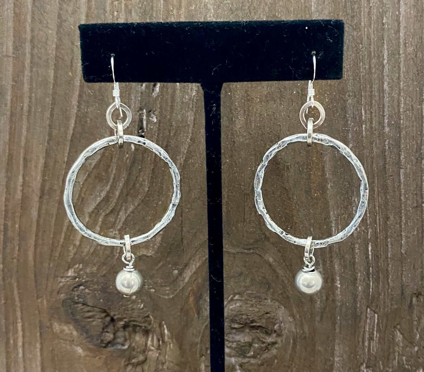 Silver Circle and Bead Earrings