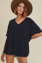 Lila Basic V Neck Short Sleeve Top