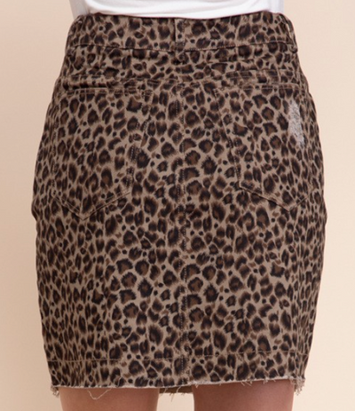 Candace Leopard Distressed Skirt