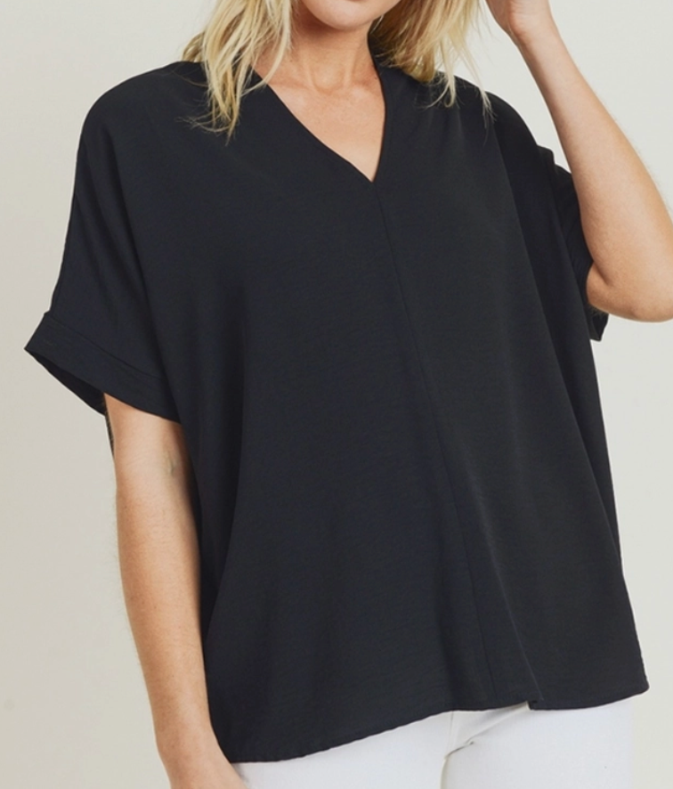 Luann V Neck Short Sleeve Plus Top