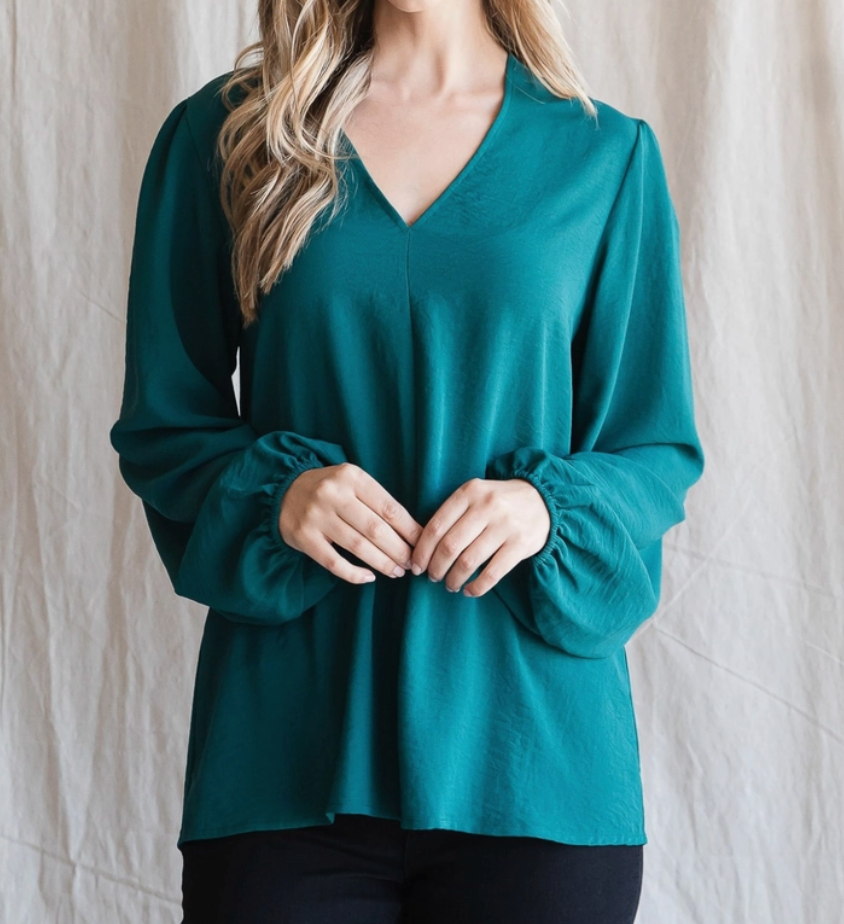 Stacy Long Sleeve V Neck Top