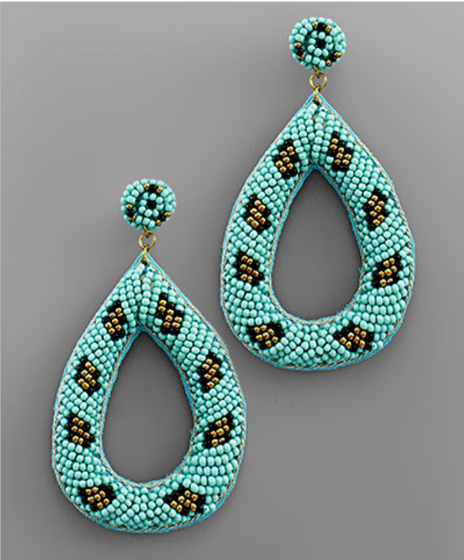Nia Leopard Seed Bead Earrings