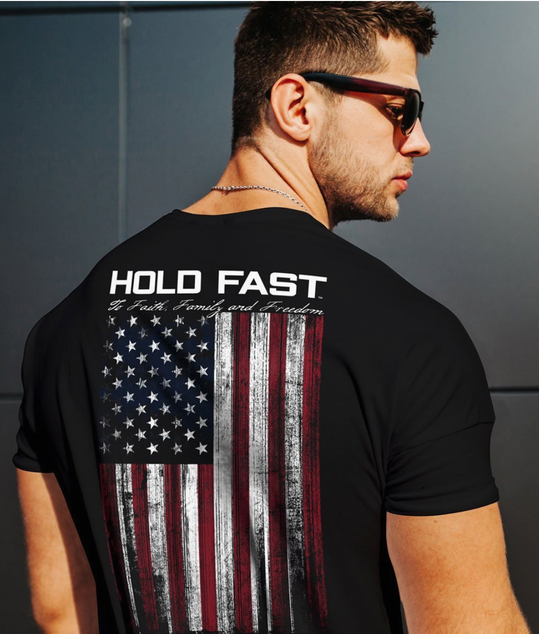 Hold Fast USA Flag T Shirt