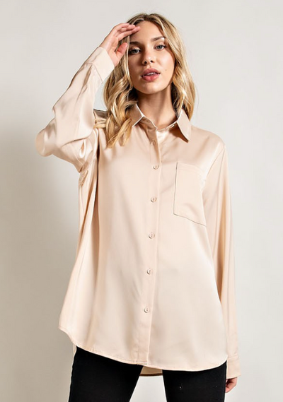 Clara Satin Button Up Top