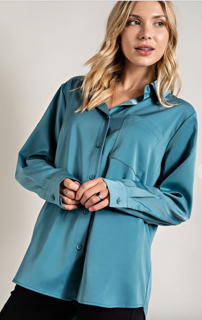 Clara Satin Button Up Top