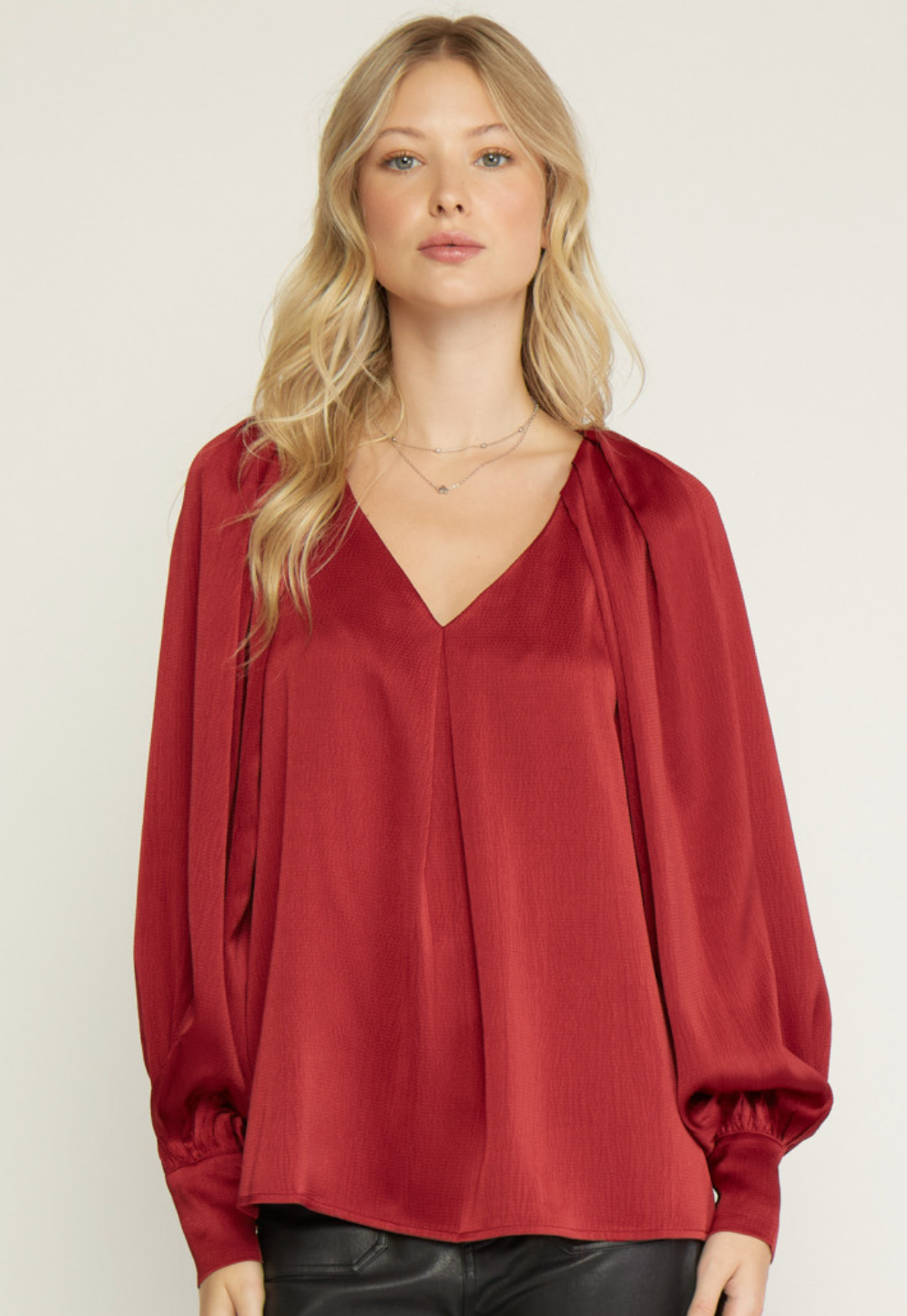 Dylan Satin Long Sleeve Top