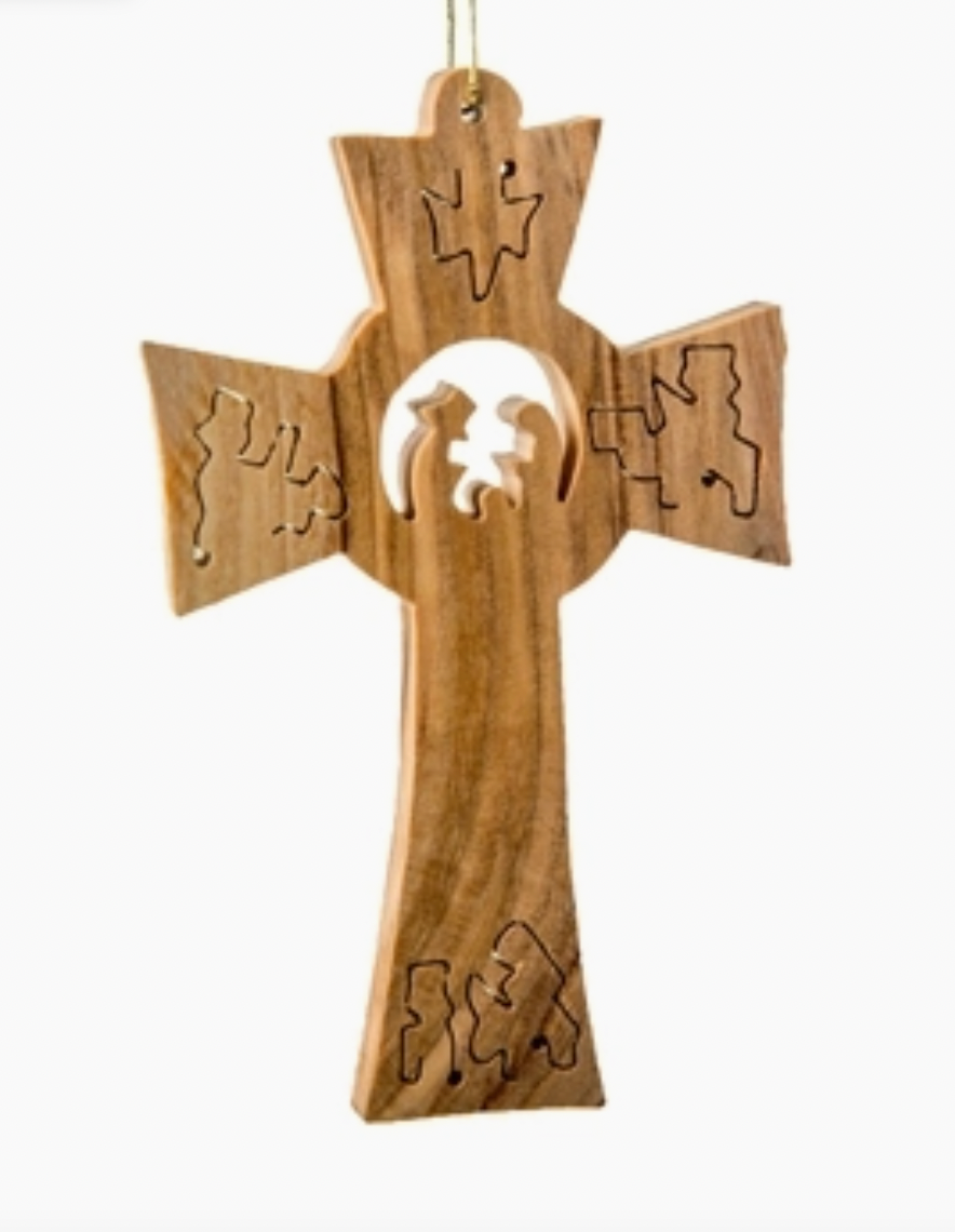 Cross Nativity Scene Ornament