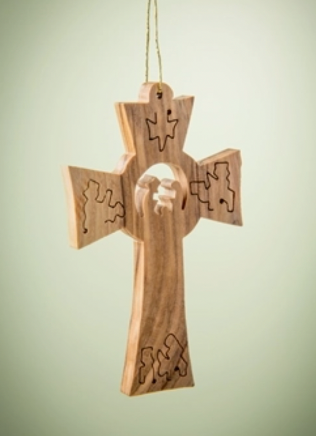 Cross Nativity Scene Ornament