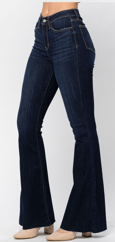 Liz Raw Hem Flare Jeans