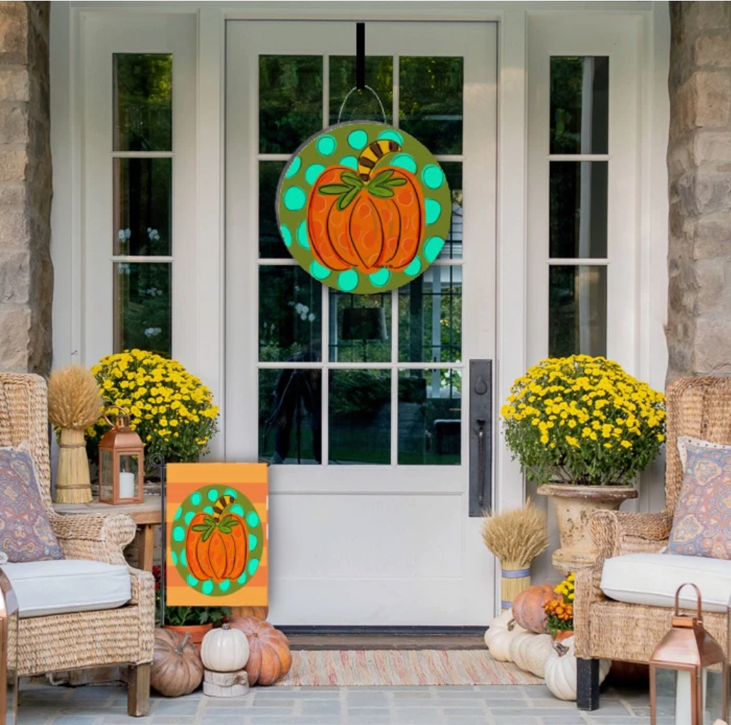 Speckled Pumpkin Door Hanger