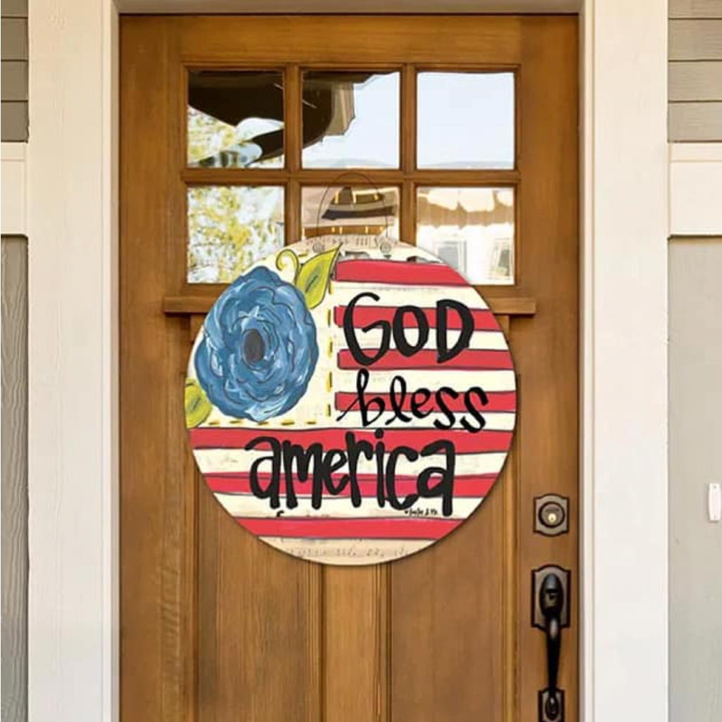 God Bless America Flag Door Hanger