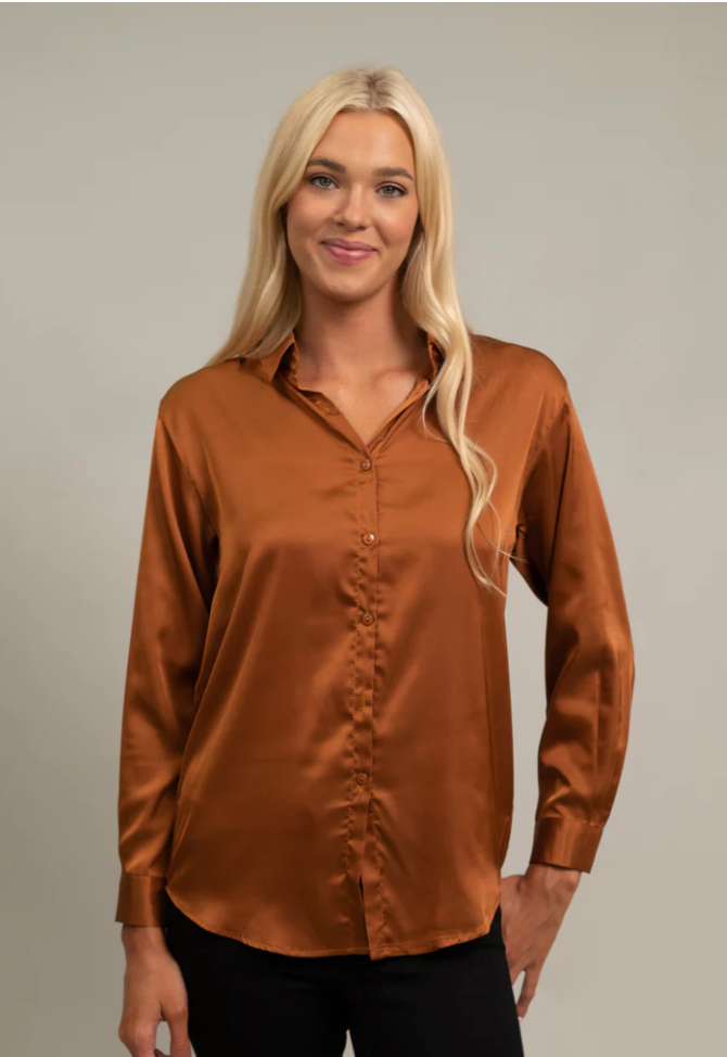 Cary Satin Long Sleeve Top