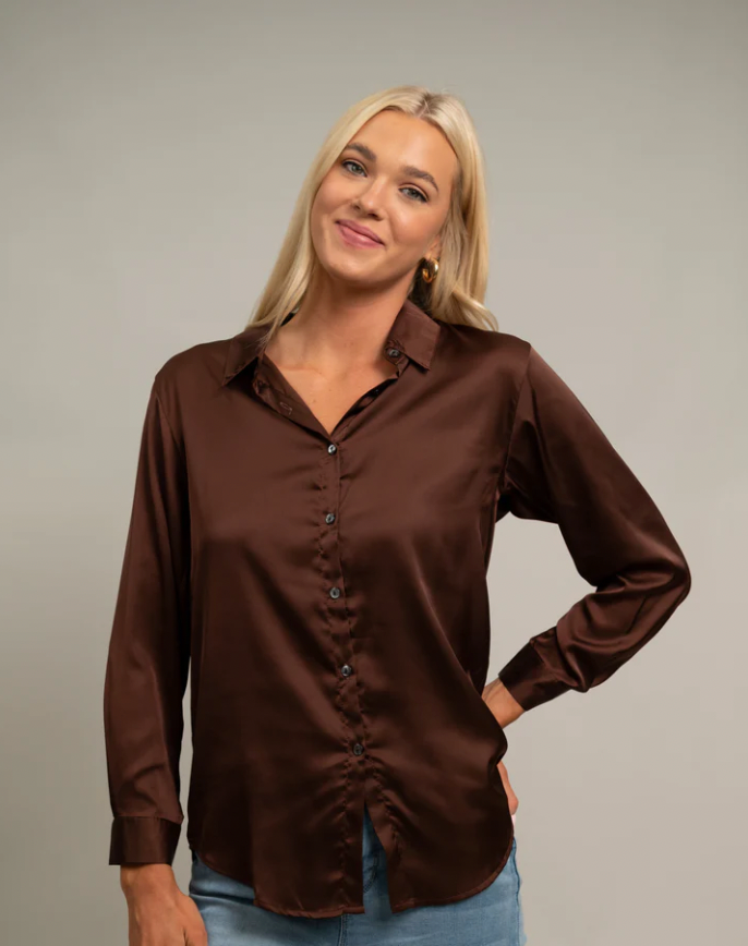 Cary Satin Long Sleeve Top