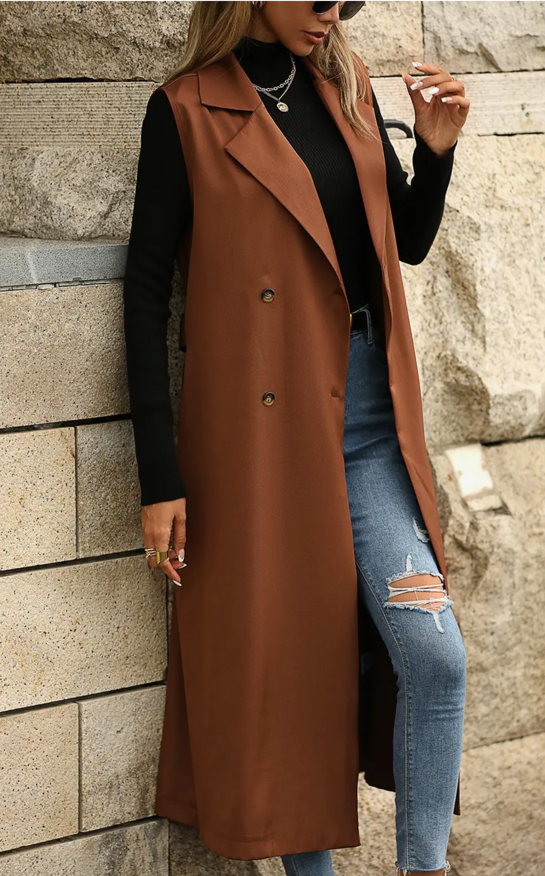Kari Sleeveless Long Vest Dress Byron Printing & Boutique LLC Kari Sleeveless Long Vest Dress Byron Printing & Boutique LLC
