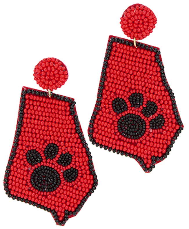 Georgia Dog Paw Seed Bead Earrings