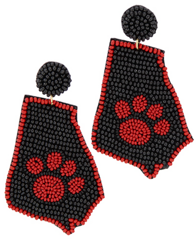 Georgia Dog Paw Seed Bead Earrings