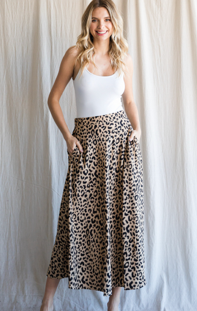 Farah Leopard Print Maxi Skirt